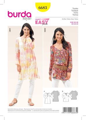Burda Women's Tunic Sewing Pattern B6683 - Paper Pattern, Size 10-22