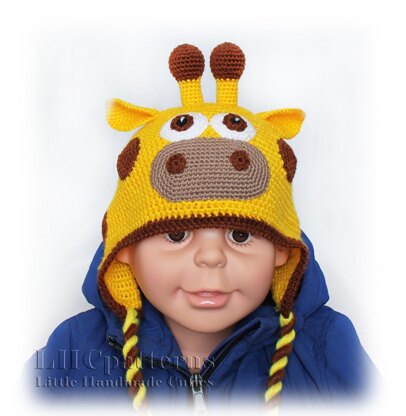 Giraffe Earflup Hat Crochet Pattern