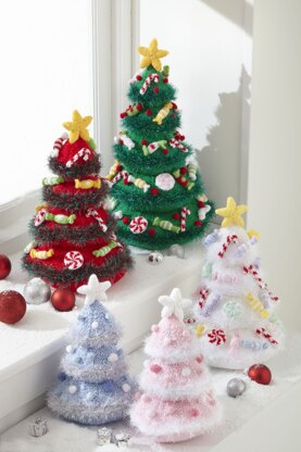 Christmas Trees in King Cole Tinsel Chunky, Glitz DK and Big Value Chunky - 9195 - Leaflet