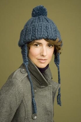 Ribbed Earflap Hat Lion Brand Wool-Ease Thick & Quick - 60571