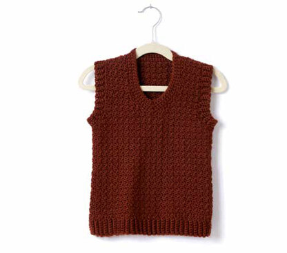 Adult’s Crochet V-Neck Vest in Caron Simply Soft - Downloadable PDF