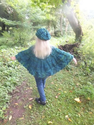 Child's Leaf Poncho With Matching Beret