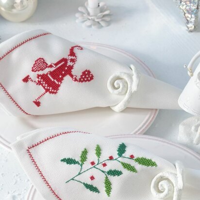 Enchanting Christmas - Napkins Sprig and Father Christmas in Anchor - Downloadable PDF