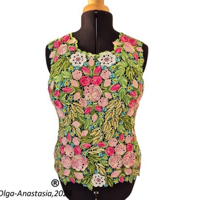 Crochet Irish lace sleeveless blouse