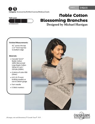Blossoming Branches Cowl in Cascade Yarns Noble Cotton - DK611 - Downloadable PDF
