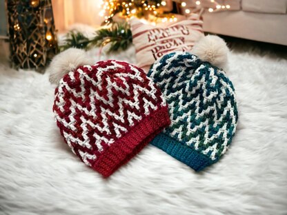 Chunky Mosaic Bobble Hat