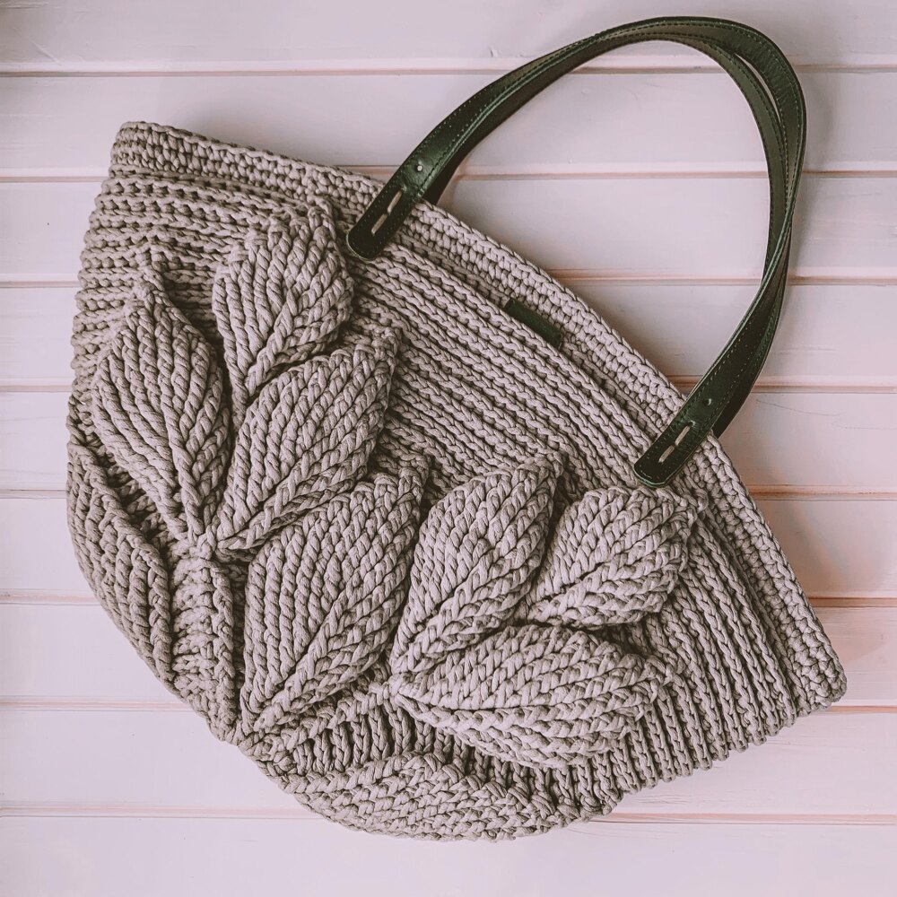 3d leaf crochet bag hot sale