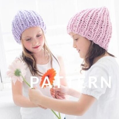 Mini Cotton Beanie in Loopy Mango Big Cotton - Downloadable PDF