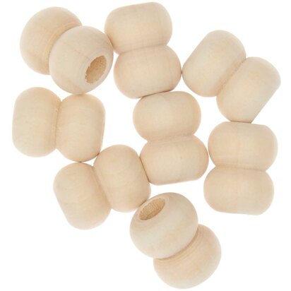 Rico Design Makramee Perlen Holz Natur 8 Stück (500218) - 95x100x17 mm