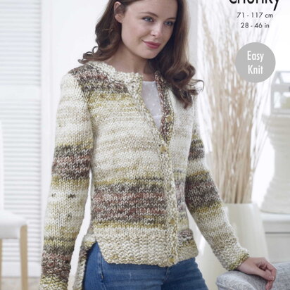 Sweater & Cardigan in King Cole Big Value Super Chunky Tints - 5028 - Downloadable PDF