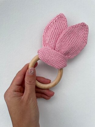 Bunny ears teething ring