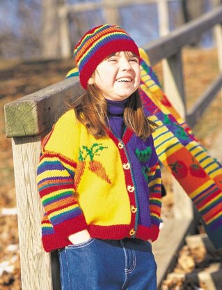 Veggies and Stripes Cardigan and Cap in Patons Canadiana