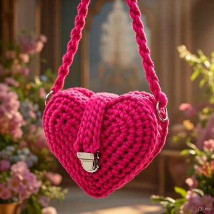 Crochet Heart Bag Pattern PDF + Video Tutorial – Shoulder Handbag