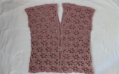 PINK ROSE CROCHET KIMONO/BEACH COVER-UP