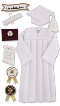 Jolee's Le Grande Dimensional Stickers - Graduation Cap & Gown - White