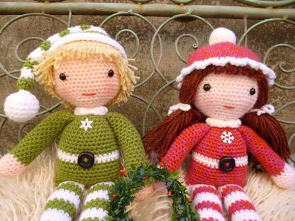 Beau and Belle Christmas Winter Dolls, Amigurumi Crochet Pattern