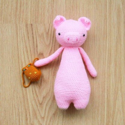 Pig with Owl Backpack Crochet Amigurumi Pattern