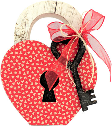 Foundations Decor Interchangeable "O" Wood Shape - February - Lock & Key, 4.5"X5.75"