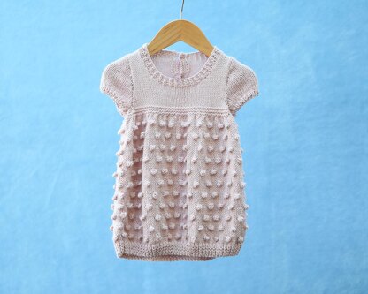 Popcorn Tunic Dress (no 123) Knitting Pattern to fit 0-7 years old