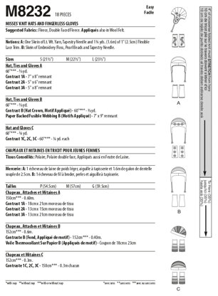 McCall's Misses' Knit Hats and Fingerless Gloves M8232 - Paper Pattern, Size All Sizes in One Envelope