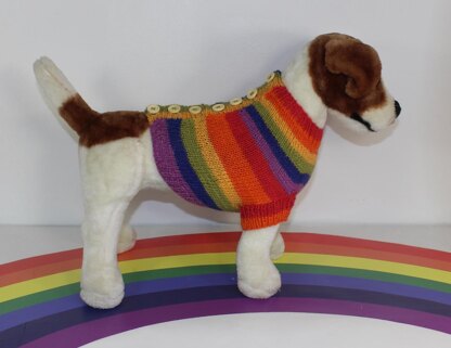 Small Dog Rainbow Back Button Up Dog Coat