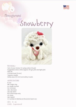 Snowberry the Poodle – Amigurumi Crochet Pattern Available in English and Portuguese