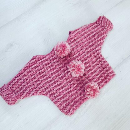 Baby chunky knitted cardigan 0-2 years for beginners