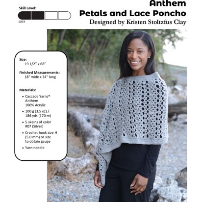 Petals and Lace Poncho in Cascade Yarns Anthem - W630 - Downloadable PDF