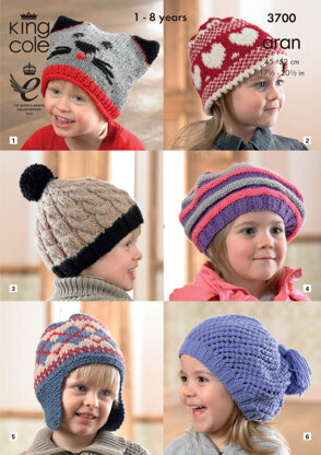 Hats in King Cole Fashion Aran & Comfort Aran- 3700