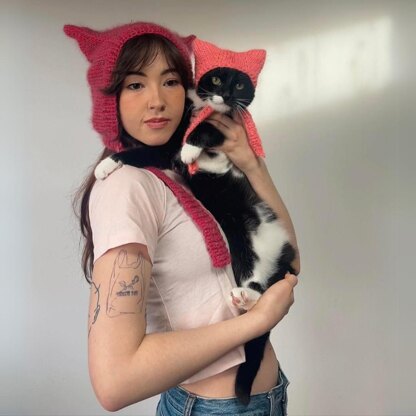 Matching knitted cat hats