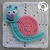 Snail Applique/Embellishment Crochet * Snail, Garden Bugs collection including free base square pattern