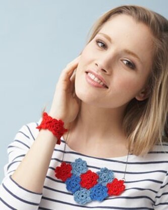 Floral Necklace & Bracelet in Bernat Handicrafter Crochet Thread