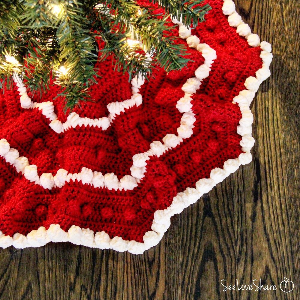 Bobble Christmas Tree Skirt Crochet pattern by SeeLoveShare LoveCrafts