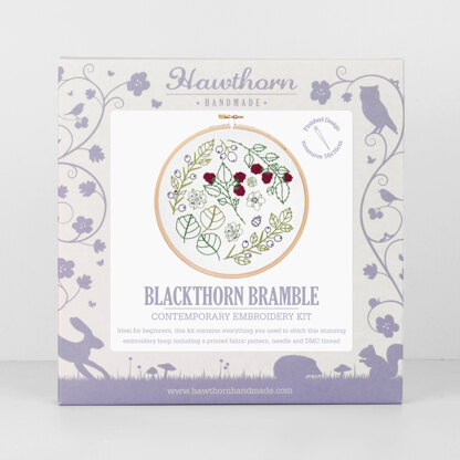 Hawthorn Handmade Blackthorn Bramble Printed Embroidery Kit