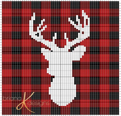 Farmhouse Plaid Deer Knit Pillow Cover