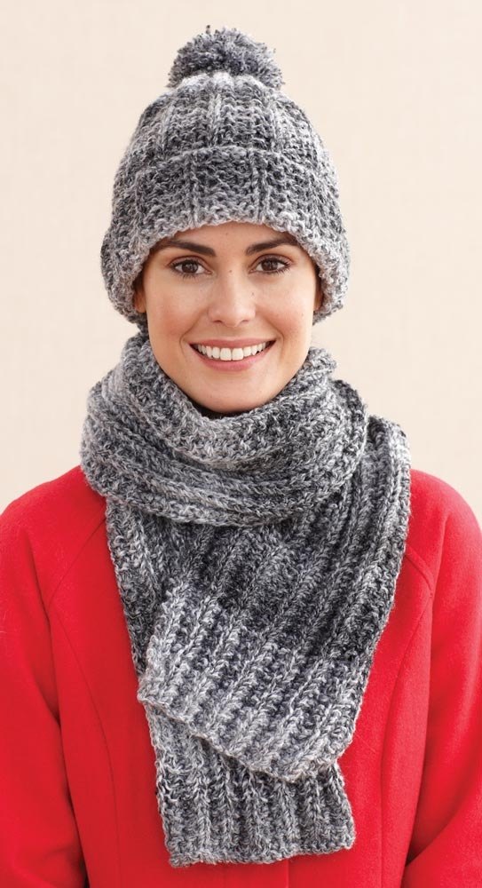 Ravelry: Ribbed Hat and Scarf Set pattern by Authentic Knitting Board