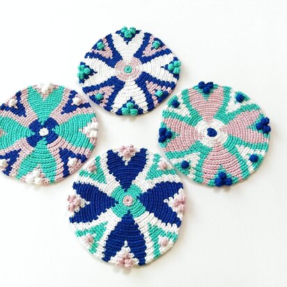 Coasters with snowdrops