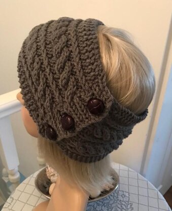 Chunky cable headband ear warmers topless hat