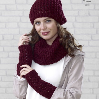 Beanie, Scarf, Mittens, Snood, Slouchy Hat & Wrist Warmers in King Cole Magnum Chunky - 5035 - Downloadable PDF