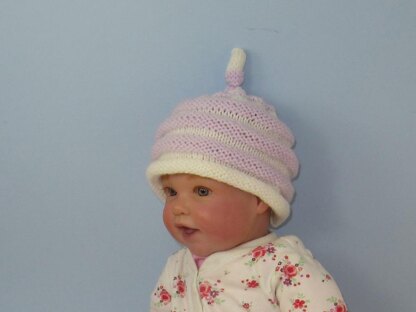 Baby Beehive Topknot Roll Brim Beanie Hat