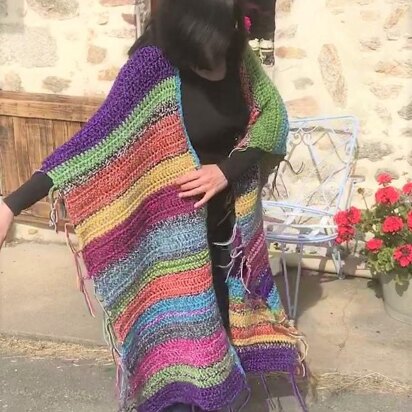 Rainbow Ruana Boho Poncho