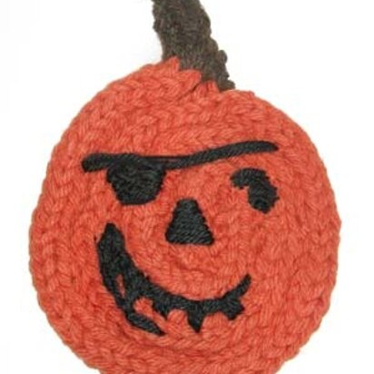 Spool Knit Jolly Pirate Jack o' Lantern Hot Pad in Lion Brand Wool-Ease
