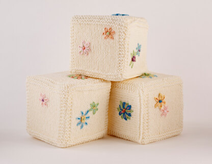 Embroidered Baby Blocks in Lion Brand Bonbons Cotton and Pound of Love - L20407