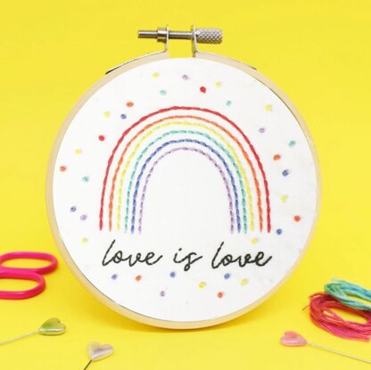 The Make Arcade Mini Printed Embroidery Kit - Love is Love - 4in