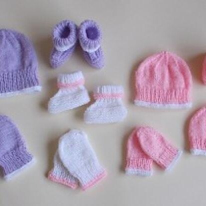 Marianna's Little Baby Hat, Mittens & Bootees Set