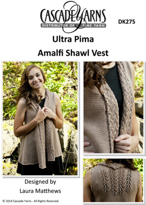 Amalfi Shawl Vest in Cascade Ultra Pima - DK275