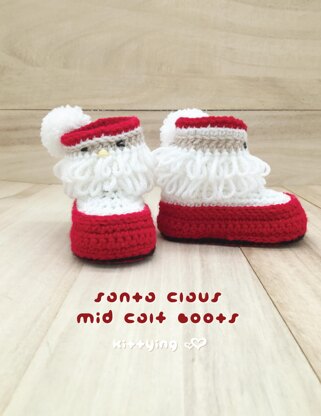 Santa Booties Crochet Pattern by Kittying