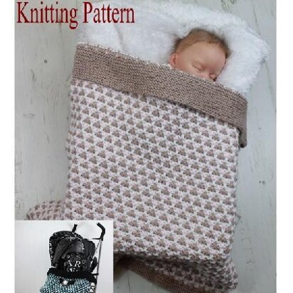 Knitting Pattern Buggy/stroller Blanket UK & USA Terms # 236