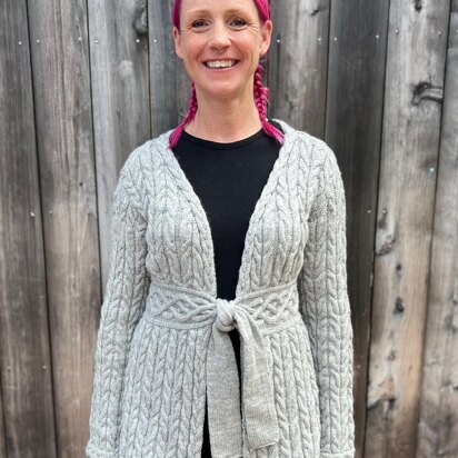 Tie Front Cabled Cardigan