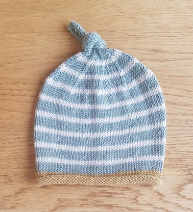 Contrast Stripe Knotted Baby Beanie